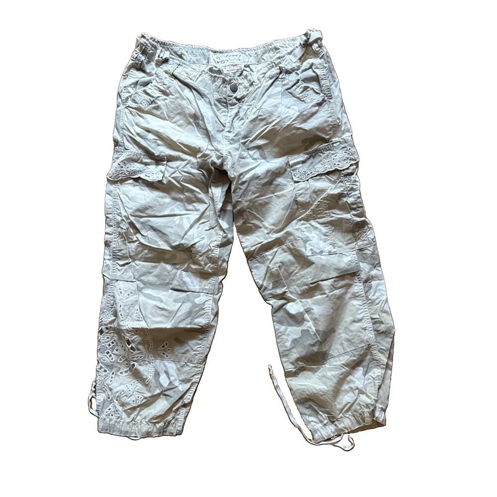 Da-Nang Surplus White Camo Cargo Crop Pants Womens M Retro Y2K